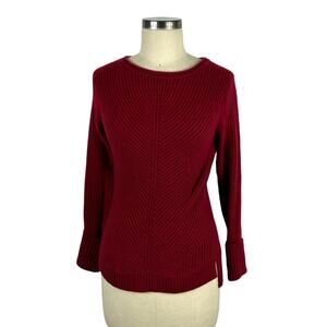 VINCE Burgundy Red Pullover‎ Ribbed Knit Sweater Women's Size XS